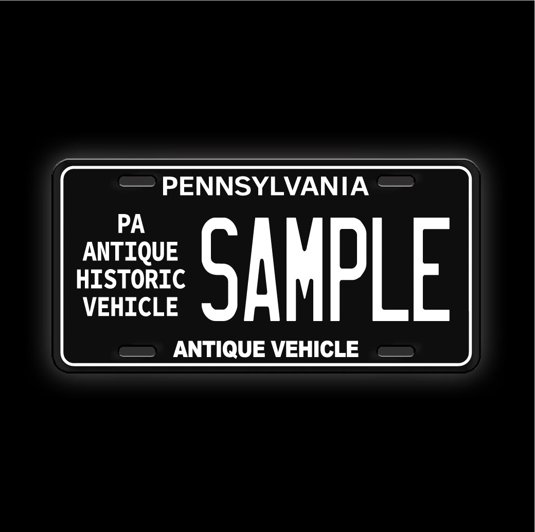 Black Custom Pennsylvania Antique Vanity License Plate